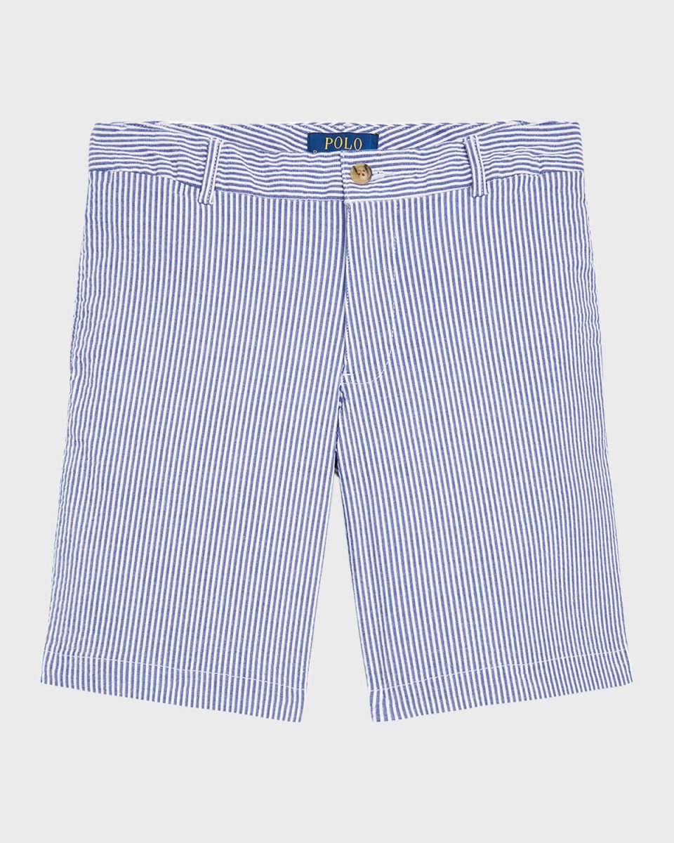 Boy's Seersucker Preppy Shorts, Size 8-2